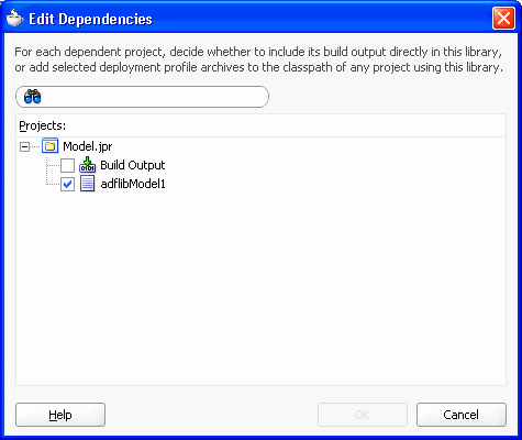 Edit Dependencies deployment profile selection