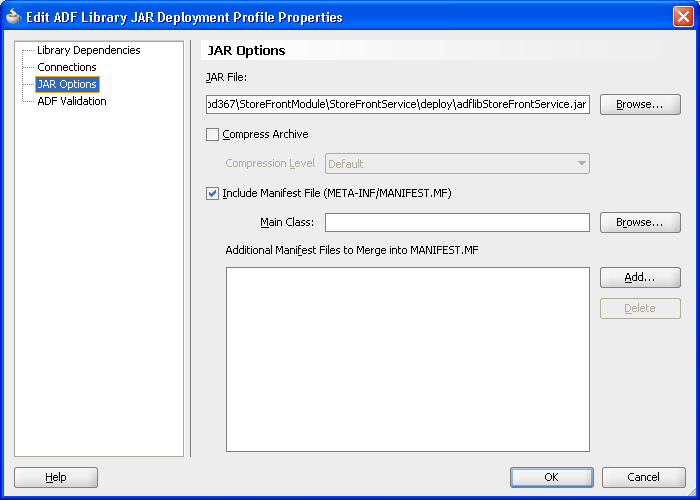 ADF Deployment Profile JAR Option