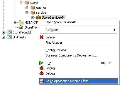 Image of context menu in Application Navigator