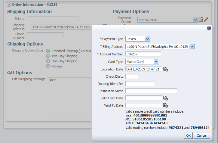 FOD payment details dialog