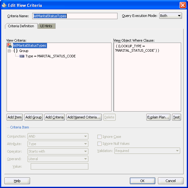 View Criteria Editor with lookup VO and view criteria