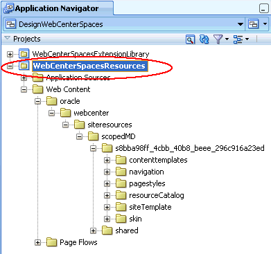 Exploring the WebCenterSpacesResource Project in JDeveloper
