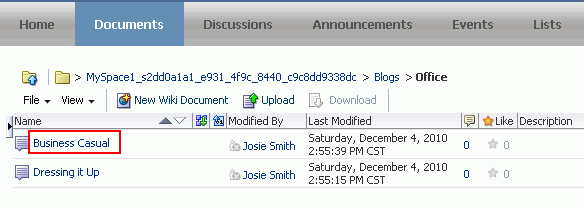Opening a blog post in Document Viewer preview pane