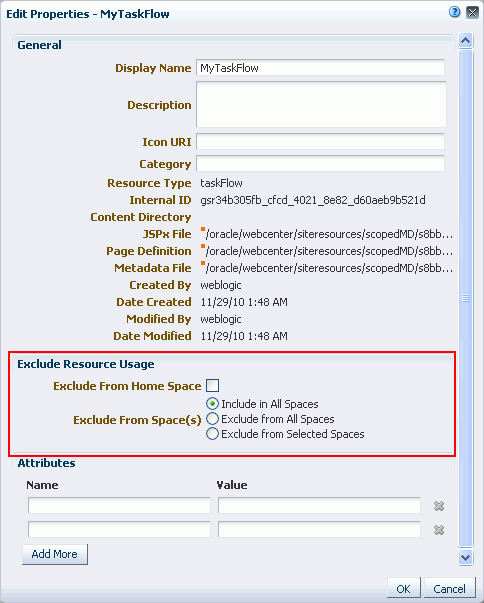 Setting availability of a resource in other Spaces