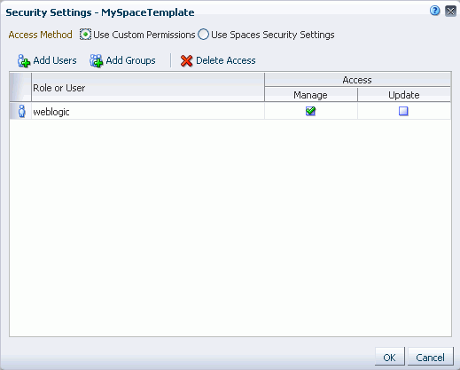 Setting security for a resource