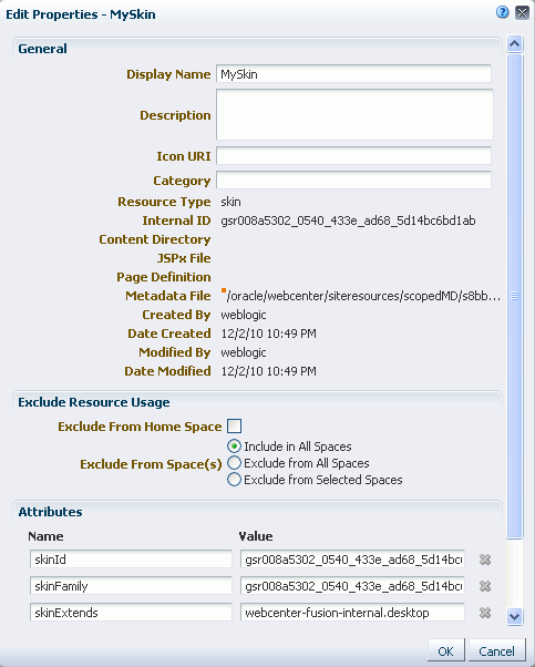 Setting skin properties