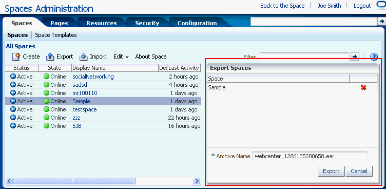 Exporting Group Spaces