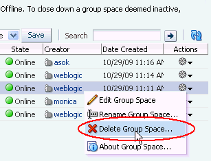 Deleting a Group Space