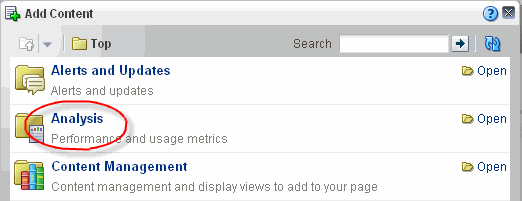 Analytics Folder in Resource Catalog
