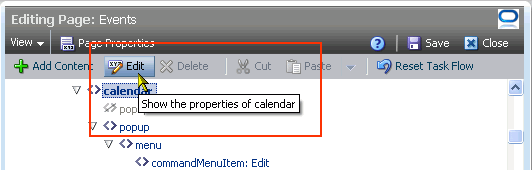 Show the properties of calendar icon