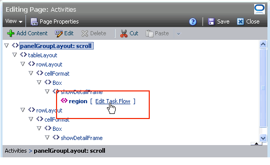 Edit Task Flow link next to a region tag