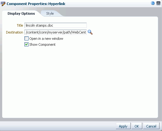 Link Component Properties