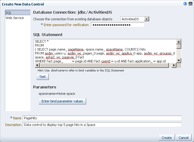 Create New SQL Data Control Dialog