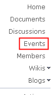 Events tab