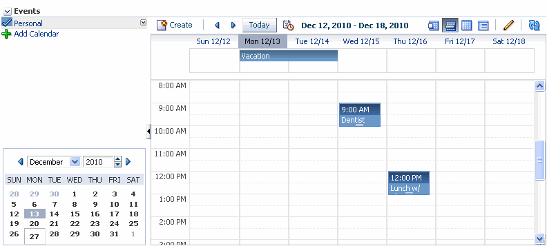 Events task flow with full calendar overlay style