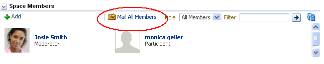 Send Mail icon in the Members task flow