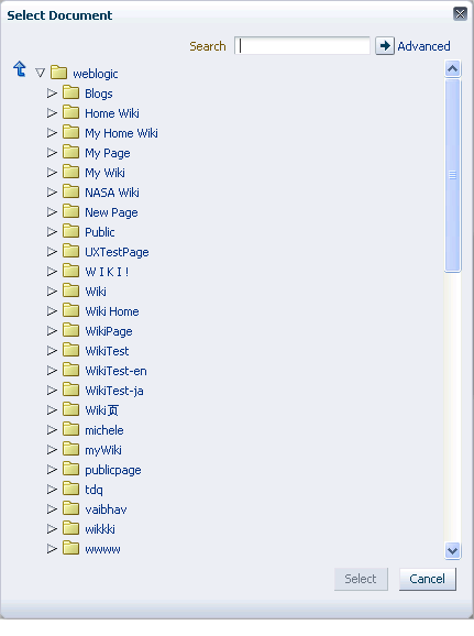 Select Document dialog