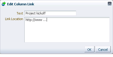 Edit Column Link dialog