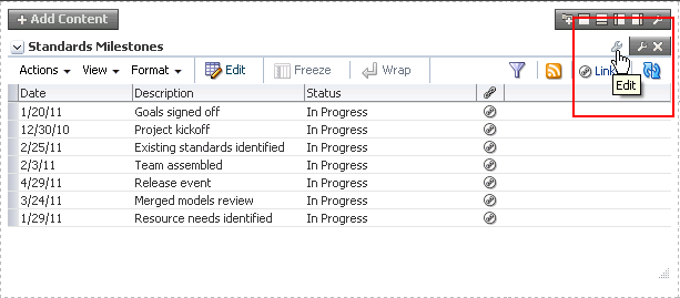 Edit icon on task flow header in page edit mode