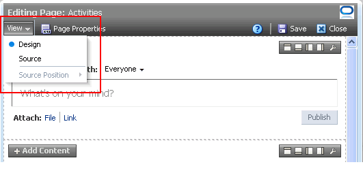 View menu in Oracle Composer