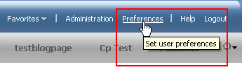 Preferences link