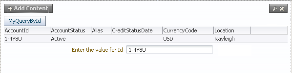 Query button and data table inside a task flow