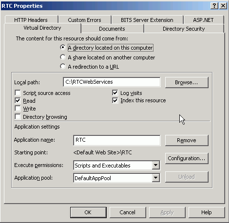 Virtual Directory Properties