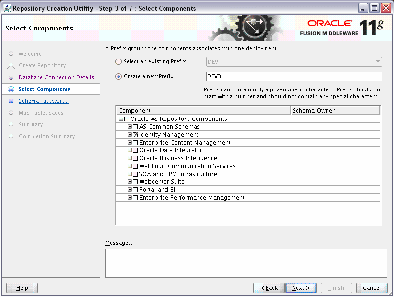 rcu select components screen