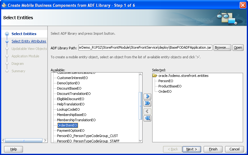 Select entity objects.