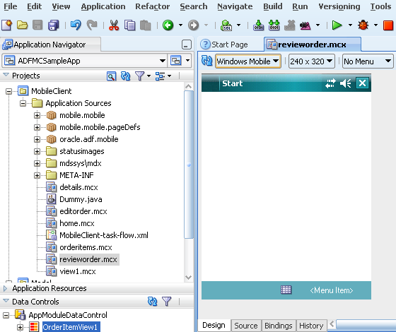 Visual editor for a new MCX page
