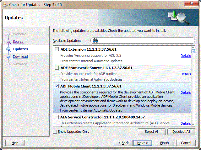 Select the mobile client extension.
