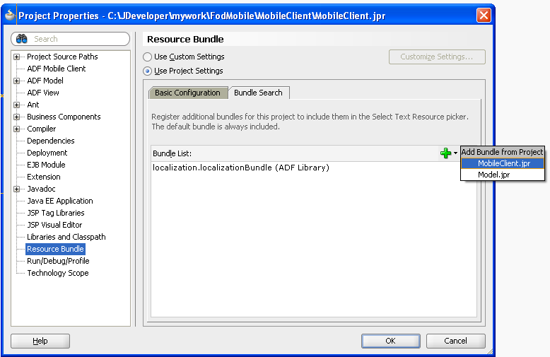 Add the resouce bundle from MobileClient.
