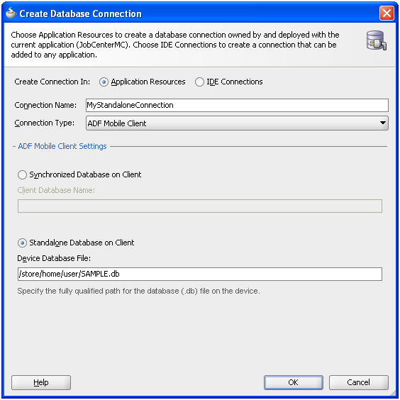 Select Standalone Database on Client.