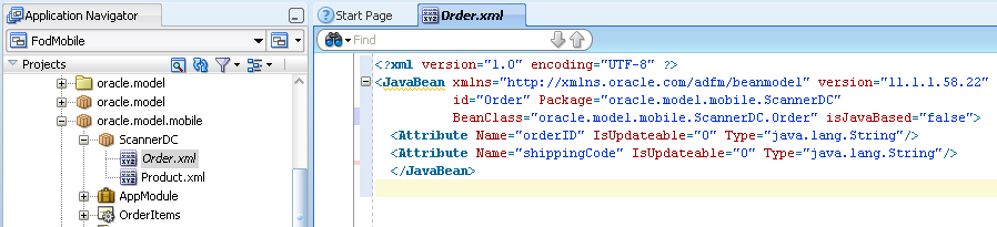 XML for a scanned object.