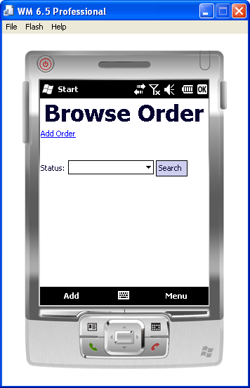 The blank Browse Order page.