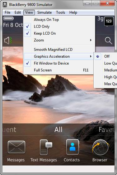 Select a new graphics acceleration level.