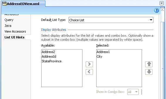 List UI hints page of overview editor