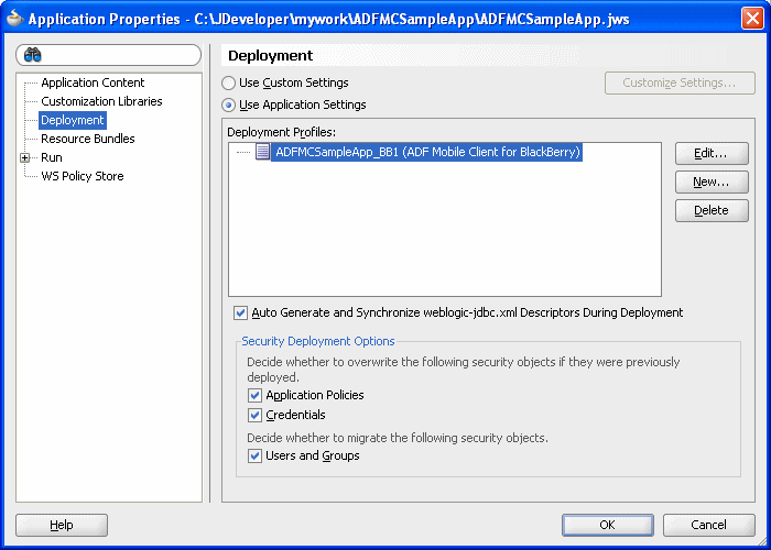 Modifying Deployment Options