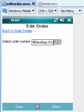 inputNumberSpinbox in Design view
