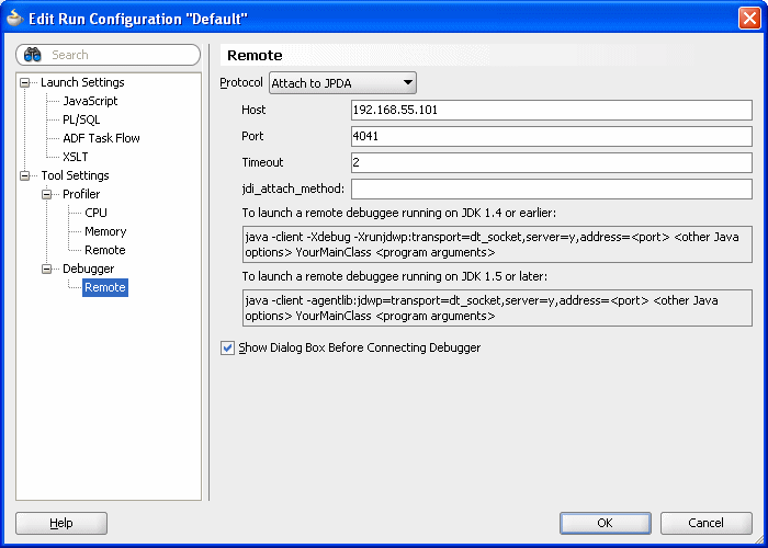 Remote Settings Dialog