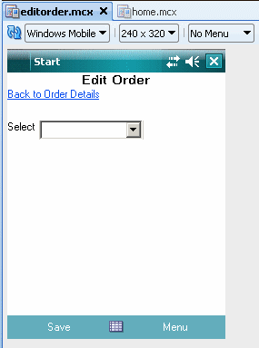 selectOneChoice in design view.