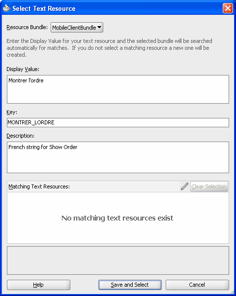 Completed Select Text Resource Dialog