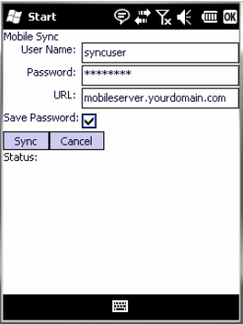 Sync Parameters Screen on Windows Mobile Platform