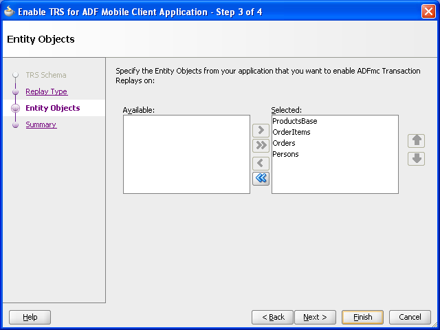 Selecting MTRS entities.