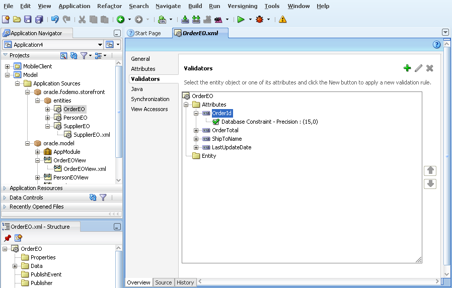 Overview editor's Validator page.