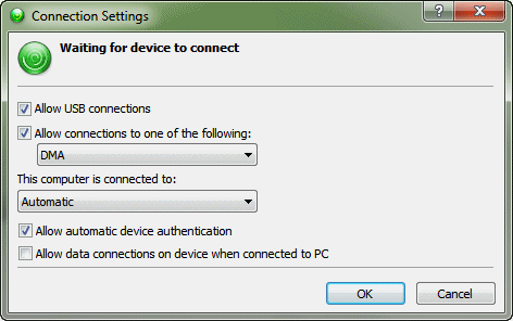 Connections Settings Dialog