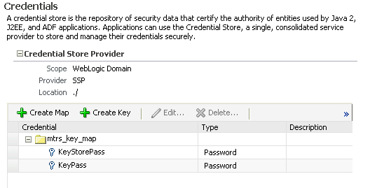 Credentials page in Enterprise Manager console