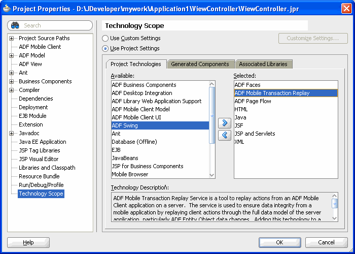 Project Properties dialog