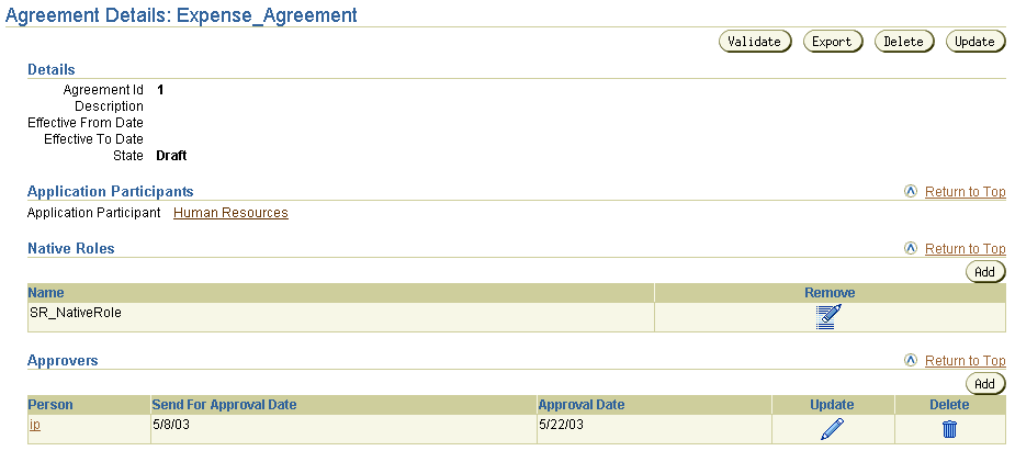 Text description of list_application_agreements.gif follows.