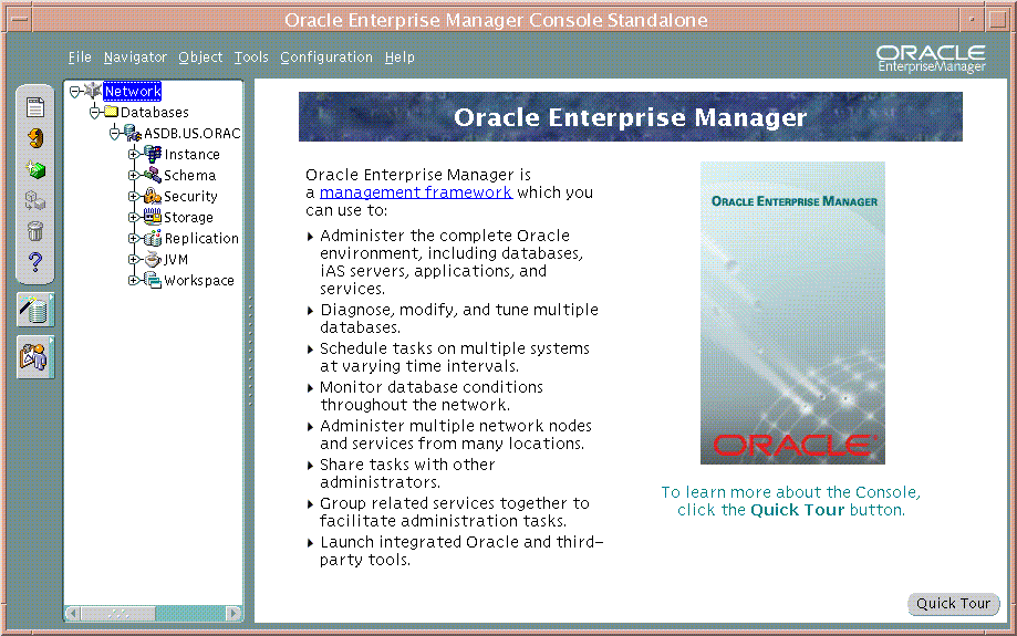 Console after connecting to the Metadata Repository